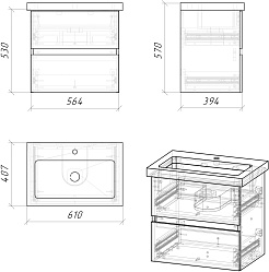Grossman Мебель для ванной Юнит 60 подвесная кадена лайт – фотография-14